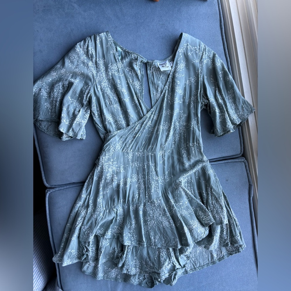 Princess Polly sage green mini dress (with built in shorts)